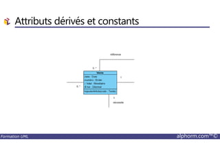 Attributs dérivés et constants
Formation UML alphorm.com™©
 