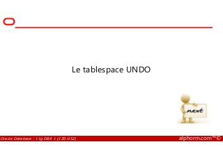 Le tablespace UNDO
Oracle Database : 11g DBA 1 (1Z0-052) alphorm.com™©
 