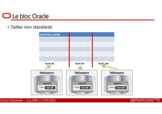 Le bloc Oracle
Tailles non standards
Oracle Database : 11g DBA 1 (1Z0-052) alphorm.com™©
 