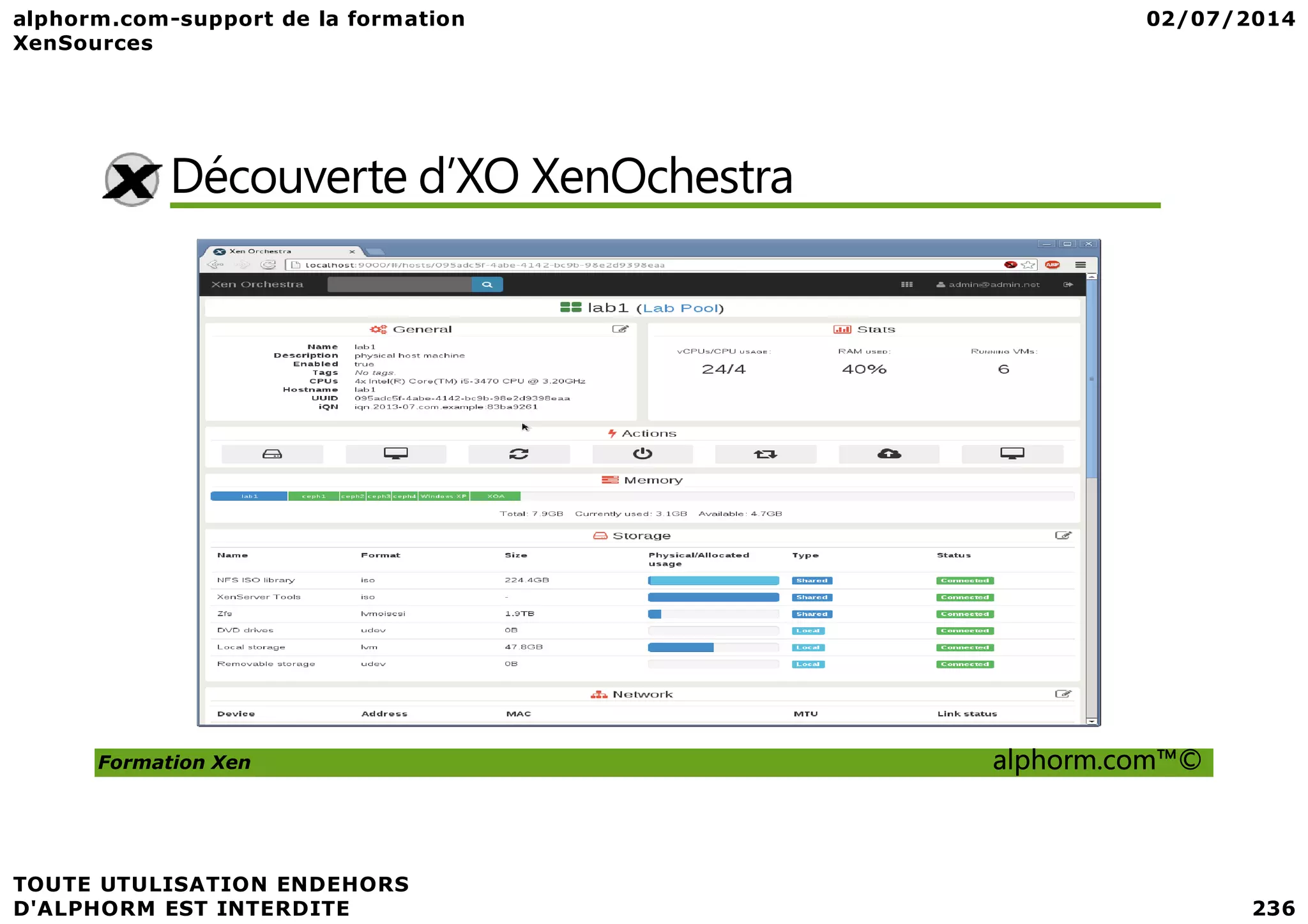 Découverte d’XO XenOchestra Formation Xen alphorm.com™© 