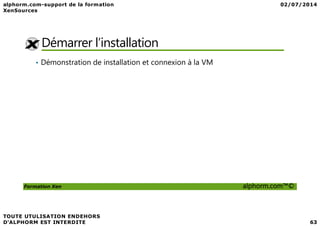 Démarrer l’installation
• Démonstration de installation et connexion à la VM
Formation Xen alphorm.com™©
 