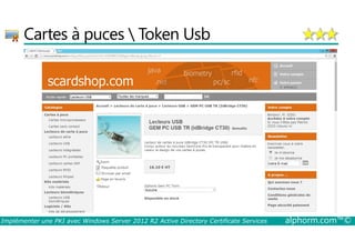 Cartes à puces  Token Usb 
Implémenter une PKI avec Windows Server 2012 R2 Active Directory Certificate Services alphorm.com™© 
 