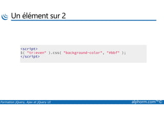 Un élément sur 2
Formation jQuery, Ajax et jQuery UI alphorm.com™©
 