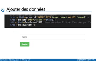 Ajouter des données
Formation jQuery, Ajax et jQuery UI alphorm.com™©
 