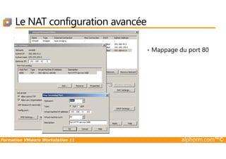 Le NAT configuration avancée
• Mappage du port 80
Formation VMware Workstation 11 alphorm.com™©
 