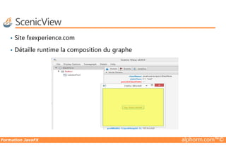 ScenicView
• Site fxexperience.com
• Détaille runtime la composition du graphe
Formation JavaFX alphorm.com™©
 
