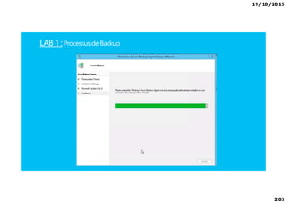 19/10/2015
203
LAB 1 :Processus de Backup
 