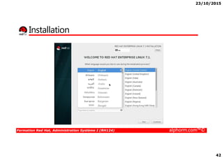 23/10/2015
42
Installation
Formation Red Hat, Administration Système I (RH124) alphorm.com™©
 