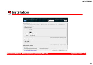 23/10/2015
44
Installation
Formation Red Hat, Administration Système I (RH124) alphorm.com™©
 
