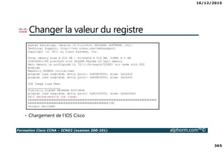 16/12/2015
365
Formation Cisco CCNA – ICND2 (examen 200-101) alphorm.com™©
Changer la valeur du registre
• Chargement de l’IOS Cisco
 