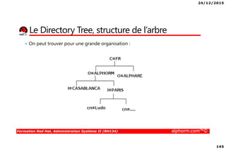 24/12/2015
145
Formation Red Hat, Administration Système II (RH134) alphorm.com™©
Le Directory Tree, structure de l’arbre
• On peut trouver pour une grande organisation :
 