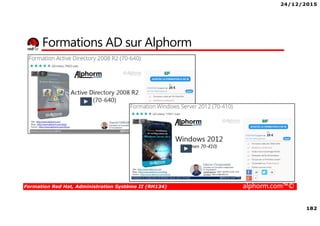 24/12/2015
182
Formation Red Hat, Administration Système II (RH134) alphorm.com™©
Formations AD sur Alphorm
 