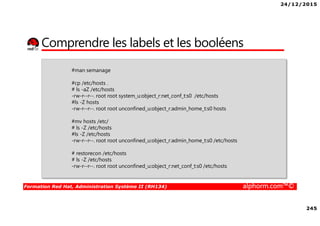 24/12/2015
8
Formation Red Hat, Administration Système II (RH134) alphorm.com™©
Connaissances requises
Les participants doivent avoir de bonnes connaissances en
informatique et avoir suivi la formation RH124
 
