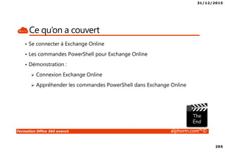 31/12/2015
10
Formation Office 365 avancé alphorm.com™©
Introduction
Gestion de l’identité
avec AAD-Connect
Site : http://www.alphorm.com
Blog : http://blog.alphorm.com
Cédric PERION
Consultant Solutions Microsoft, VMware
MCP, MCSA Win 2012/Office 365/Azure, VCP
 