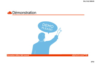 31/12/2015
272
Formation Office 365 avancé alphorm.com™©
Démonstration
 