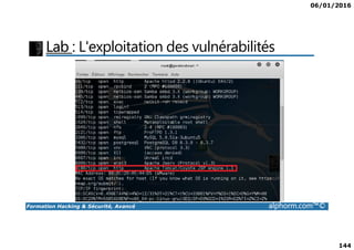 06/01/2016
144
Lab : L'exploitation des vulnérabilités
Formation Hacking & Sécurité, Avancé alphorm.com™©
 