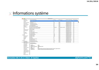 14/01/2016
39
Formation OS X 10.11 Client El Capitan alphorm.com™©
Informations système
 