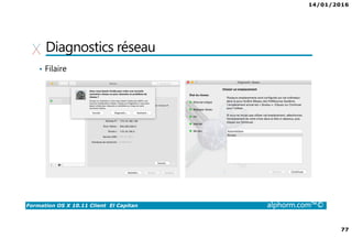 14/01/2016
77
Formation OS X 10.11 Client El Capitan alphorm.com™©
Diagnostics réseau
• Filaire
 