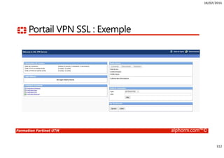 18/02/2016
312
Formation Fortinet UTM alphorm.com™©
Portail VPN SSL : Exemple
 