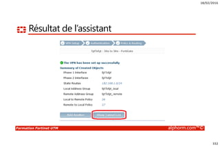 18/02/2016
332
Formation Fortinet UTM alphorm.com™©
Résultat de l’assistant
 