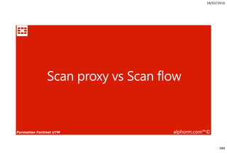 18/02/2016
388
Formation Fortinet UTM alphorm.com™©
Scan proxy vs Scan flow
 