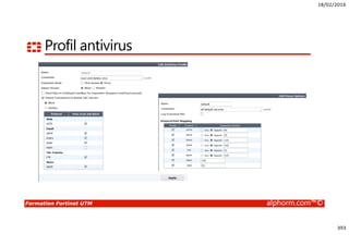 18/02/2016
393
Formation Fortinet UTM alphorm.com™©
Profil antivirus
 