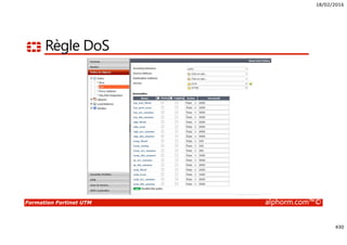 18/02/2016
430
Formation Fortinet UTM alphorm.com™©
Règle DoS
 