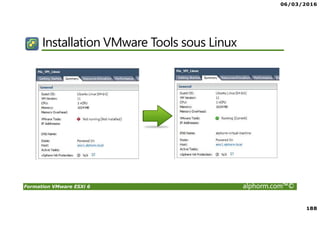 06/03/2016
188
Formation VMware ESXi 6 alphorm.com™©
Installation VMware Tools sous Linux
 