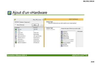 06/03/2016
210
Formation VMware ESXi 6 alphorm.com™©
Ajout d’un vHardware
 