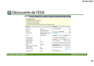 06/03/2016
83
Formation VMware ESXi 6 alphorm.com™©
Découverte de l’ESXi
 