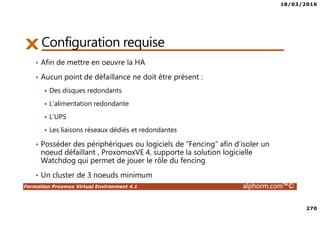 18/03/2016
11
Formation Proxmox Virtual Environment 4.1 alphorm.com™©
Site : http://www.alphorm.com
Blog : http://blog.alphorm.com
Ludovic Quenec'hdu
Formateur et Consultant indépendant
OpenSource et virtualisation
Présentation
de Proxmox VE 4.1
Vue d'ensemble de Proxmox VE
 