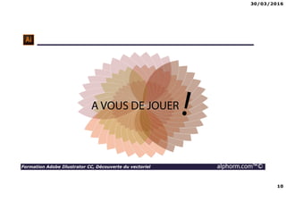 30/03/2016
10
Formation Adobe Illustrator CC, Découverte du vectoriel alphorm.com™©
 