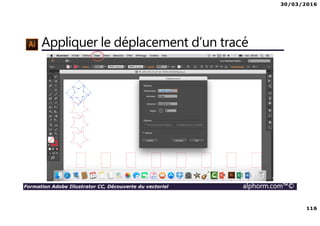 30/03/2016
116
Formation Adobe Illustrator CC, Découverte du vectoriel alphorm.com™©
Appliquer le déplacement d’un tracé
 
