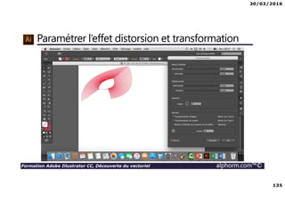 30/03/2016
135
Formation Adobe Illustrator CC, Découverte du vectoriel alphorm.com™©
Paramétrer l’effet distorsion et transformation
 