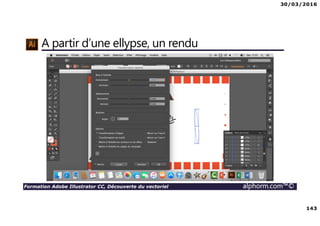 30/03/2016
143
Formation Adobe Illustrator CC, Découverte du vectoriel alphorm.com™©
A partir d’une ellypse, un rendu
 