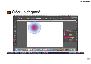 30/03/2016
165
Formation Adobe Illustrator CC, Découverte du vectoriel alphorm.com™©
Créer un dégradé
 