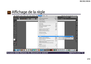 30/03/2016
172
Formation Adobe Illustrator CC, Découverte du vectoriel alphorm.com™©
Affichage de la règle
 