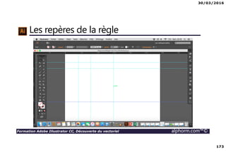 30/03/2016
173
Formation Adobe Illustrator CC, Découverte du vectoriel alphorm.com™©
Les repères de la règle
 
