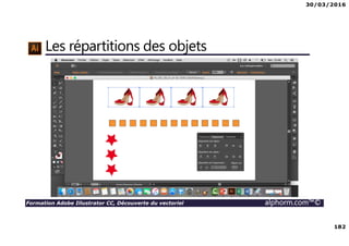 30/03/2016
182
Formation Adobe Illustrator CC, Découverte du vectoriel alphorm.com™©
Les répartitions des objets
 