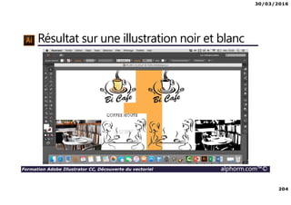 30/03/2016
204
Formation Adobe Illustrator CC, Découverte du vectoriel alphorm.com™©
Résultat sur une illustration noir et blanc
 