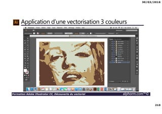 30/03/2016
210
Formation Adobe Illustrator CC, Découverte du vectoriel alphorm.com™©
Application d’une vectorisation 3 couleurs
 