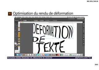 30/03/2016
262
Formation Adobe Illustrator CC, Découverte du vectoriel alphorm.com™©
Optimisation du rendu de déformation
 