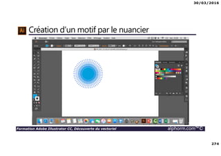 30/03/2016
274
Formation Adobe Illustrator CC, Découverte du vectoriel alphorm.com™©
Création d’un motif par le nuancier
 