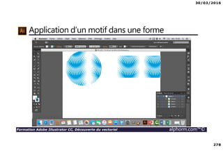 30/03/2016
278
Formation Adobe Illustrator CC, Découverte du vectoriel alphorm.com™©
Application d’un motif dans une forme
 