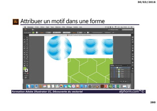 30/03/2016
280
Formation Adobe Illustrator CC, Découverte du vectoriel alphorm.com™©
Attribuer un motif dans une forme
 