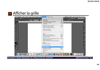 30/03/2016
33
Formation Adobe Illustrator CC, Découverte du vectoriel alphorm.com™©
Afficher la grille
 