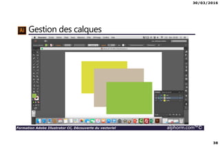 30/03/2016
38
Formation Adobe Illustrator CC, Découverte du vectoriel alphorm.com™©
Gestion des calques
 