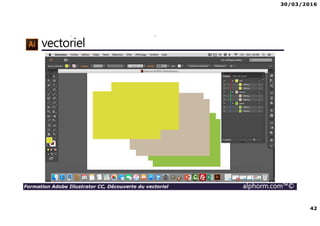 30/03/2016
42
Formation Adobe Illustrator CC, Découverte du vectoriel alphorm.com™©
Principe des sous-calques : raisonnement
vectoriel
 