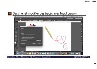 30/03/2016
68
Formation Adobe Illustrator CC, Découverte du vectoriel alphorm.com™©
Dessiner et modifier des tracés avec l’outil crayon
 