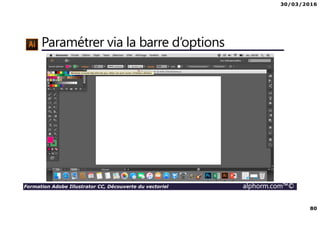 30/03/2016
80
Formation Adobe Illustrator CC, Découverte du vectoriel alphorm.com™©
Paramétrer via la barre d’options
 